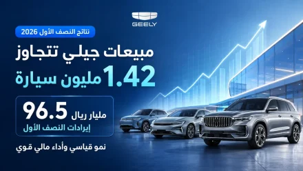 مبيعات جيلي تتجاوز 1.42 مليون سيارة وإيراداتها ترتفع إلى 96.5 مليار ريال في النصف الأول 2026